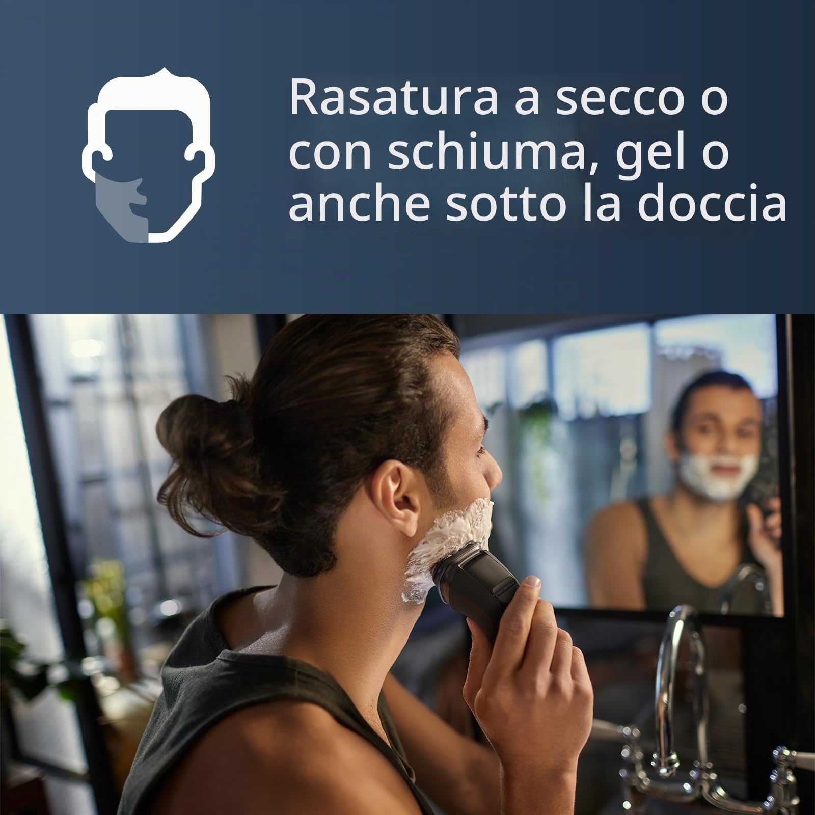 Philips Norelco Shaver 1100, con lame Comfort Cut e testine flessibili 4D (solo per uso con filo), S1016/90