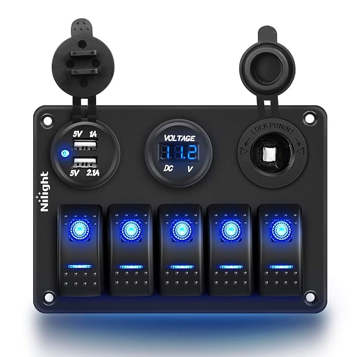 Buy Nilight 90118H 5 Gang Rocker Switch Panel PreWired Aluminum