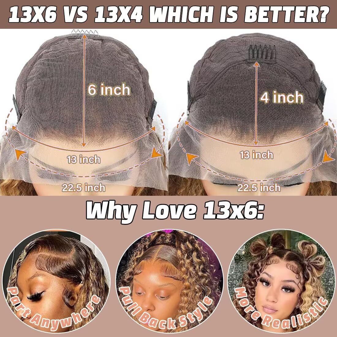 30 Inch Highlight Ombre Deep Wave Lace Front Wig Human Hair 200% Density Pre Plucked 13x6 Honey Blonde 4/27 Deep Curly HD Lace Frontal Wigs Glueless Wigs Human Hair for Women