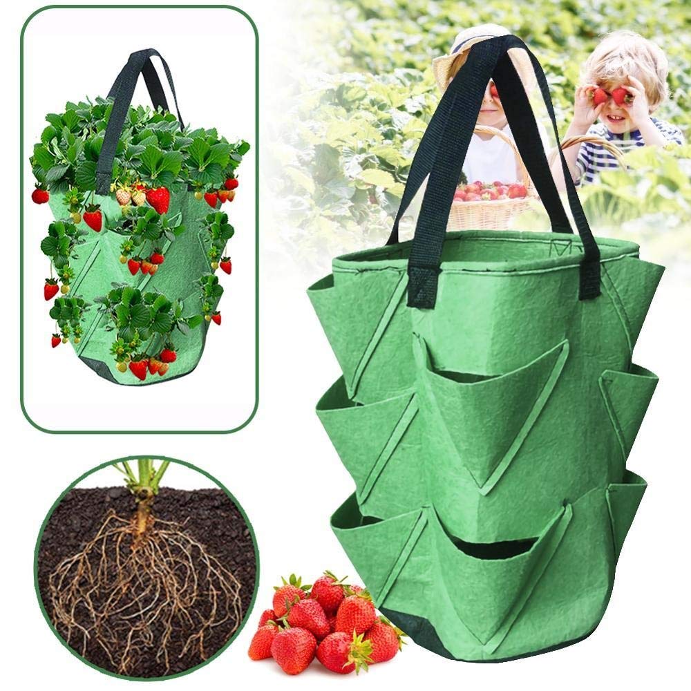 Fresa de Cultivo de Fresa Bolsa de contenedor plantador de Bricolaje Telas PE Plantación de jardinería de hortalizas espesando Maceta de Maceta Herramienta de jardín