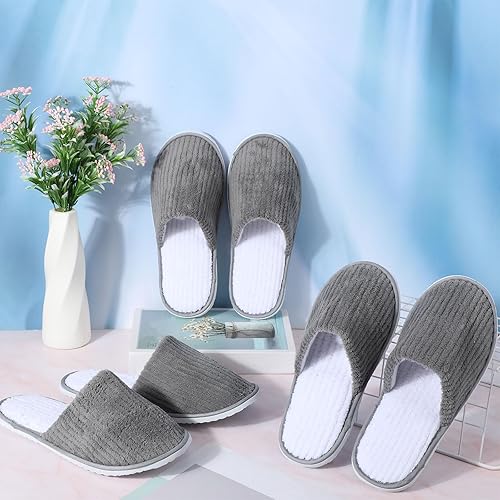 Miniatura 8 de Panitay 20 pares de pantuflas de spa para invitados, pantuflas de hotel, punta cerrada, reutilizables, para interiores, lavables, con triple capa,