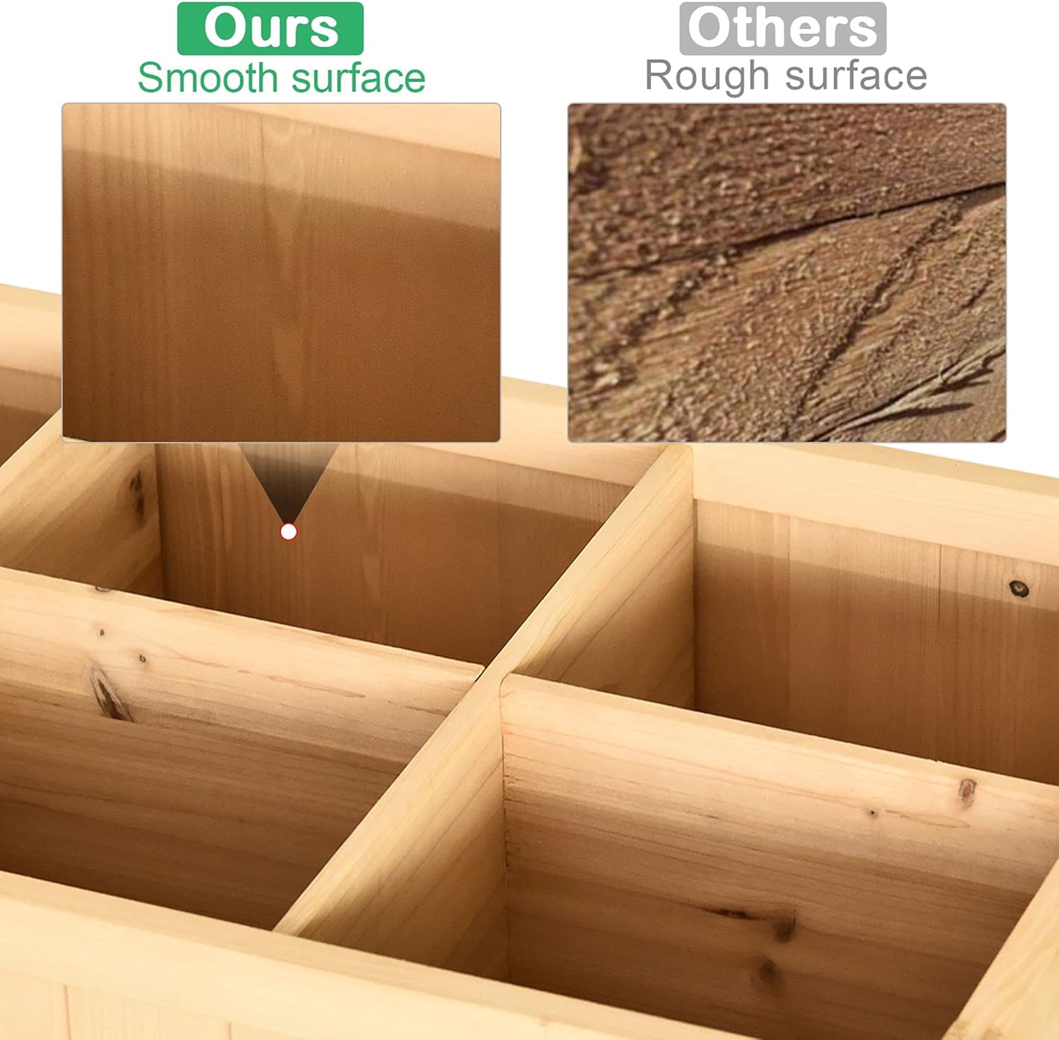 8-Pocket Raised Herb Garden Bed with Shelf, Elevated Planter Box for Vegetables and Flowers, Natural Wood (43x18x30in)