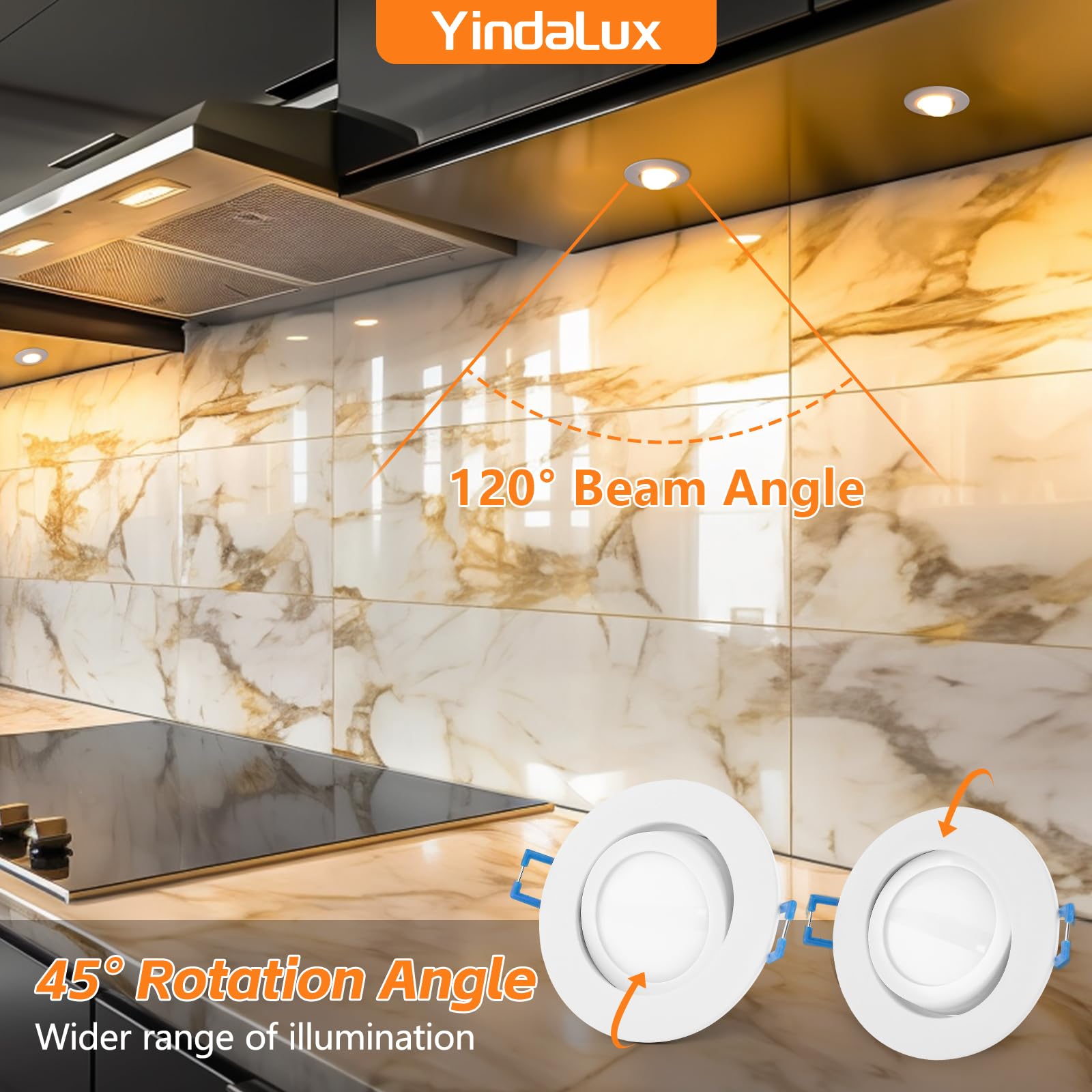Pack of 6 Dimmable Recessed LED Spotlight Including 5 W Replaceable LED Module Extra Flat White 3000 K Neutral White 4000 K Cool White 6000 K 45° Adjustable IP44 Bathroom Spotlight 68 mm - Image 4
