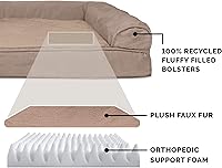 Vista 4 de Furhaven Pet – Sofá de felpa ortopédica para perro, cama con forma de L, tumbona ergonómica con contorno de cuna, cama para perros y gatos, varios