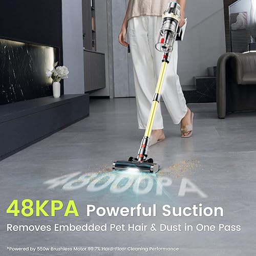 Miniatura 2 de Aspiradora inalámbrica, potente succión con pantalla táctil, hasta 70 minutos de tiempo de funcionamiento, aspiradoras autosuficientes de 550 W para