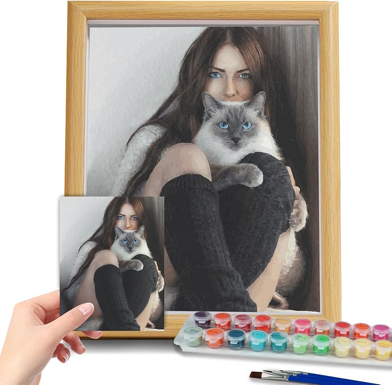 NGBEWU Kit Peinture par Numéros Personnalisé | Peinture Adulte avec Photo Personnalisée | Inclut Peintures et Pinceaux | Décoration Maison & Cadeau | Cadeau pour Famille, Couples et Amis (Style 2)