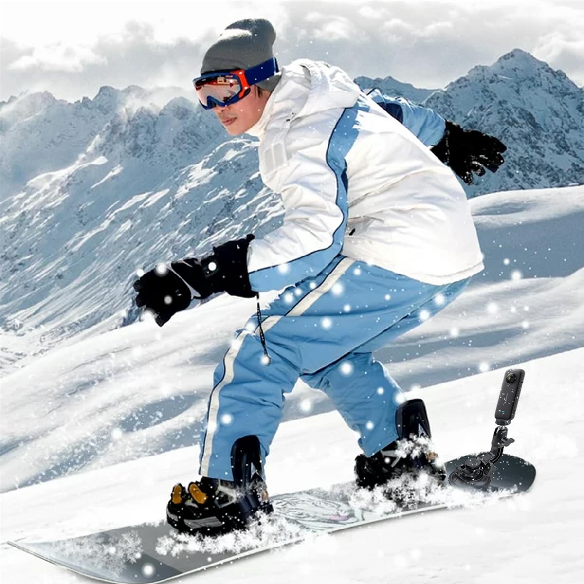 ProGrip Snowboard-Halterung für Action-Kameras, Insta360, GoPro, DJI, Sony, Akaso – kein Werkzeug erforderlich