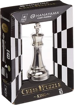 BePuzzled Hanayama Metal Cast King Chesspiece Puzzle Find Lucky Coins, Advanced Challenging Brain Teaser Game for Kids Age 8 & Above Level 2