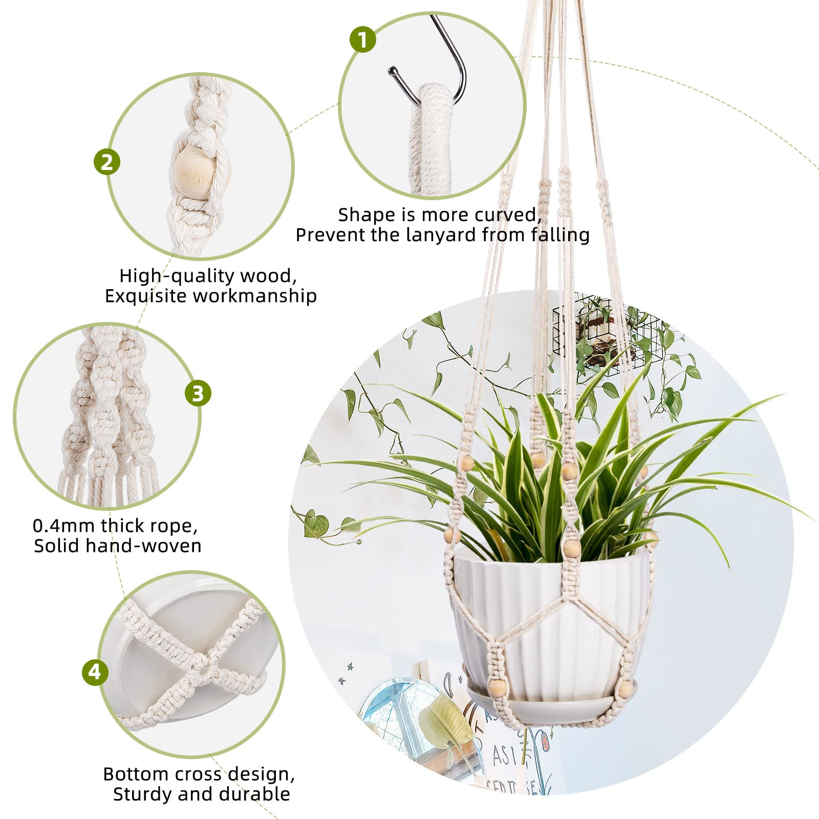 Snapklik.com : QCQHDU Macrame Plant Hanger Indoor Hanging Planters For ...