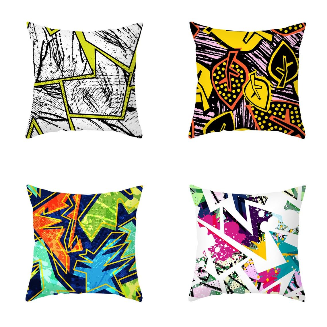 Chenlane Silk Knit Couch Pillow Covers Cushion With Insert Retro Abstract Geometry, Decorative Throw Pillows Sofa Zipper Private Customisation 50x50 cm, 4Pcs