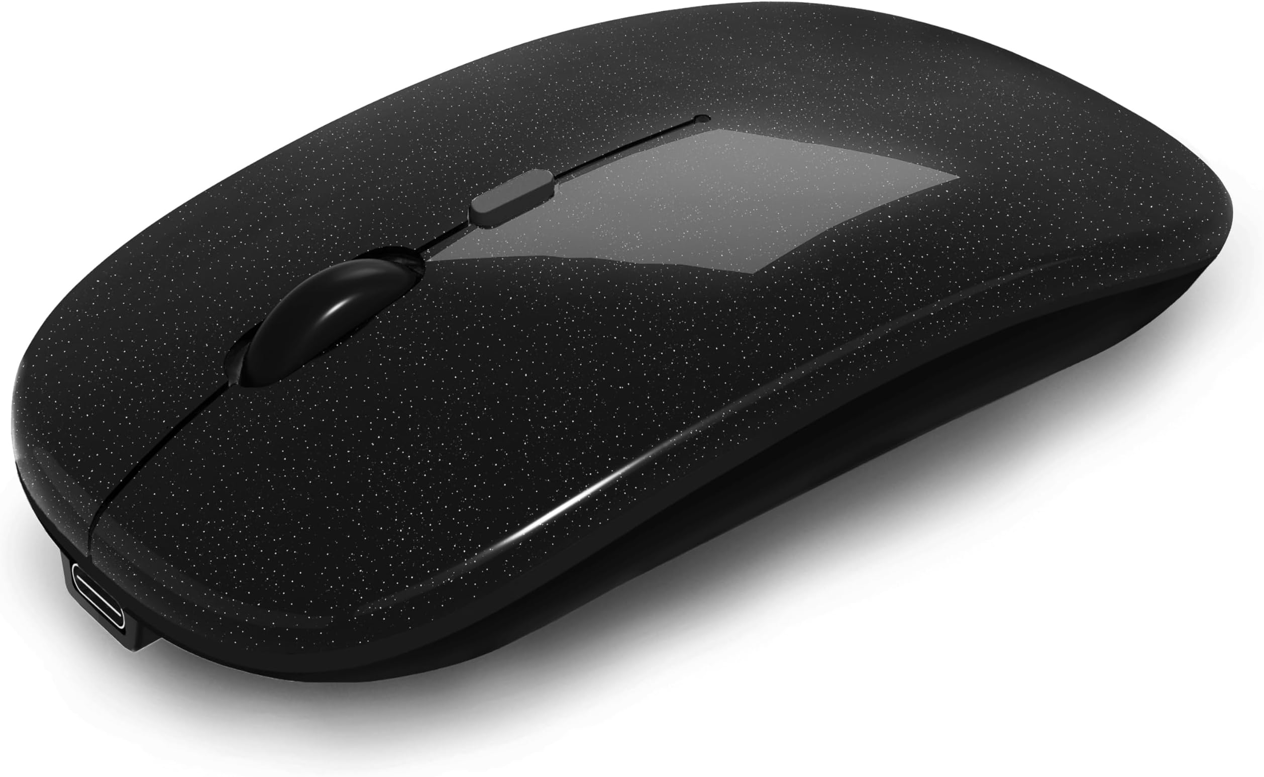 AIKOKOK Wireless Bluetooth Mouse, Rechargeable, Dual Mode Bluetooth 5.2 & 2.4G USB, LED Lights, Slim, Silent, Portable Computer Mouse for Laptop, PC, MacBook, iPad, Tablet (Bright Black)