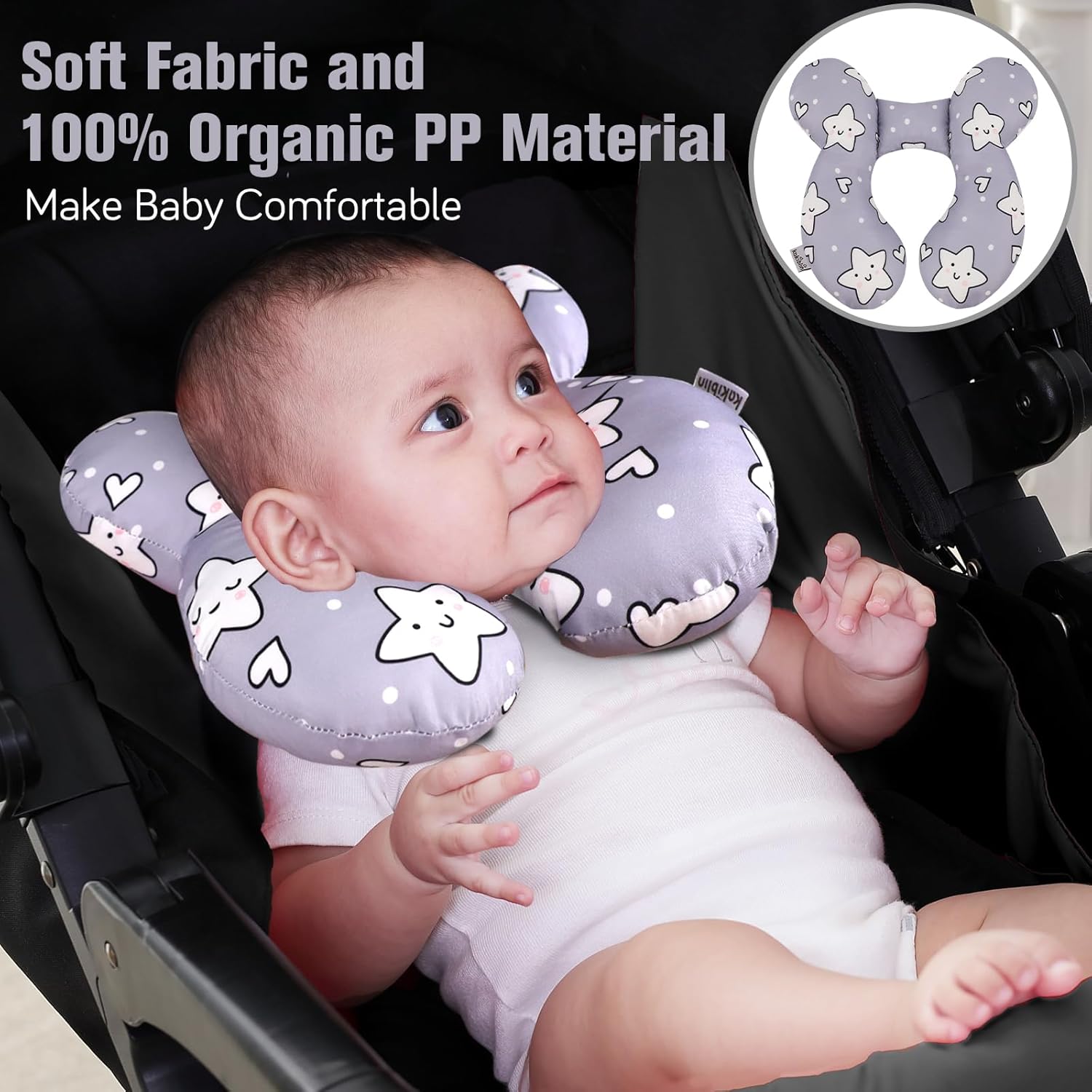 KAKIBLIN Infant Car Seat Insert, Baby Carseat Head & Body Support for Newborn,Baby Neck Pillow,Upgraded Baby Support Pillow