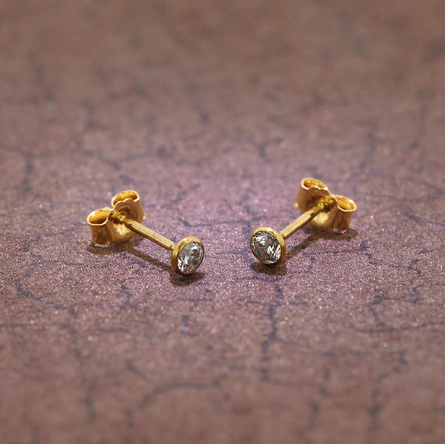 trendor Ohrstecker für Damen und Herren 333 Gold Zirkonia 3,5 mm 86304