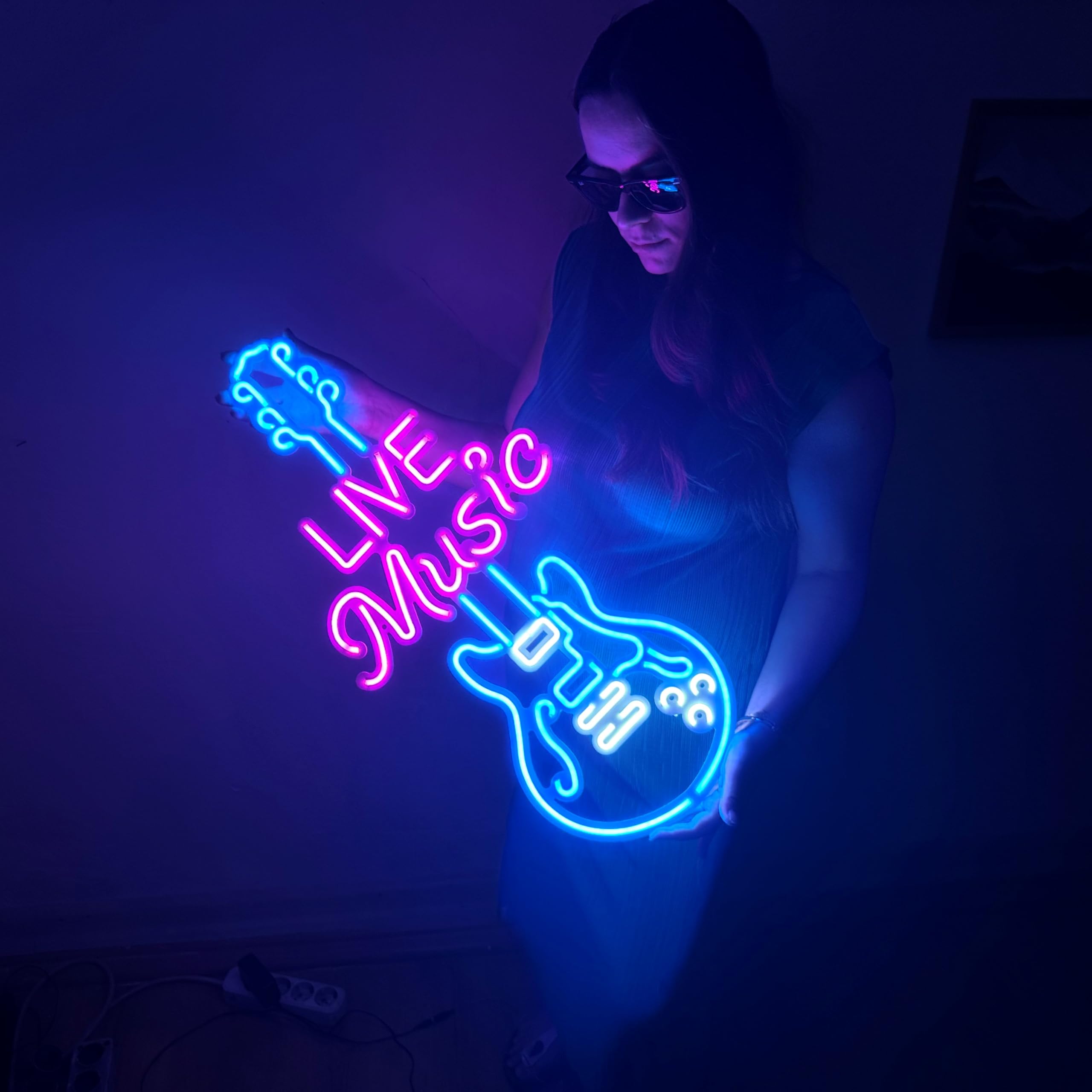 Enseigne néon en métal à LED pour bar, salle de musique ou maison (sans télécommande)