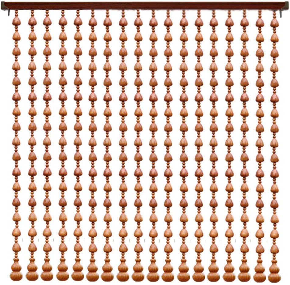 OKUOKA Curtains Bead Curtain Solid Wood Entrance Aisle Cut Off Household, Multiple Sizes Customizable (Color : Beige, Size : 140x198cm-51 Roots)