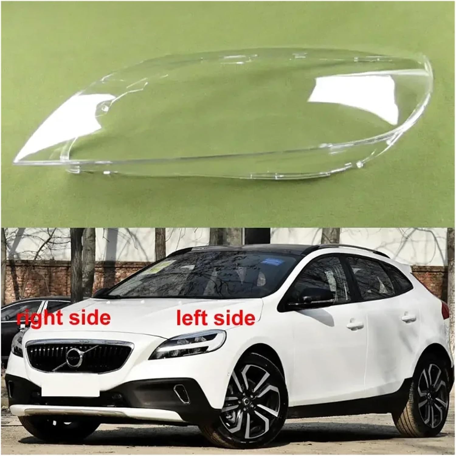 Compatible for Volvo V40 2013-2016 Car Accessories Headlight Lens Cover Headlamp Shell Lampshade Transparent Shade Mask (Left)