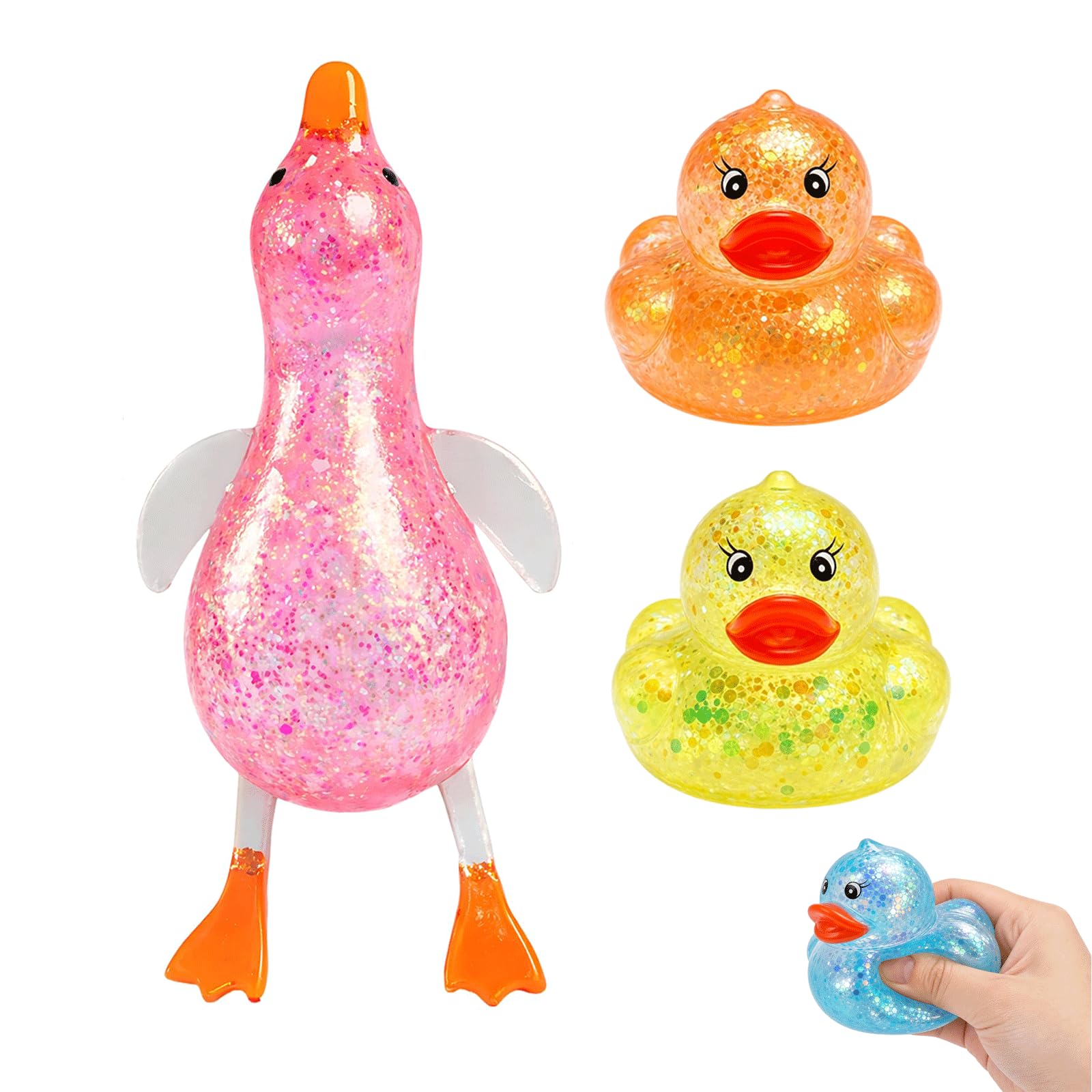 3 PCS Duck Squishy, Sugar Squishy Ducks for Focus Enhancement and Stress Relief, Decoration for Classroom Learning and Office Use, Three Different Sizes with Random Color Selection