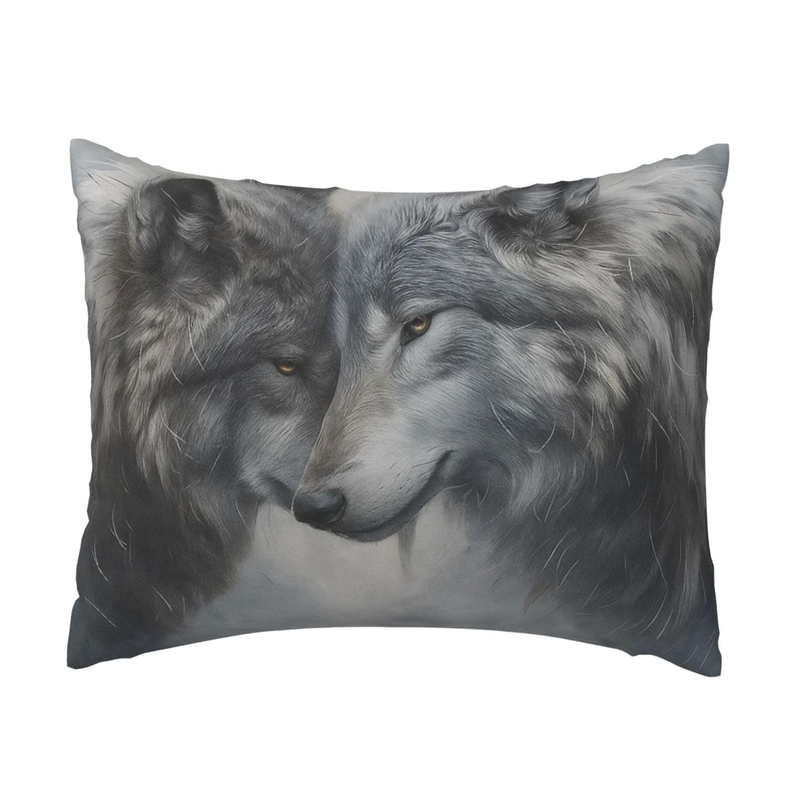 Lone Wolf's Tundra Reverie Pillowcase Soft Plush with Zipper Decorative Pillowcovers 16x20 in