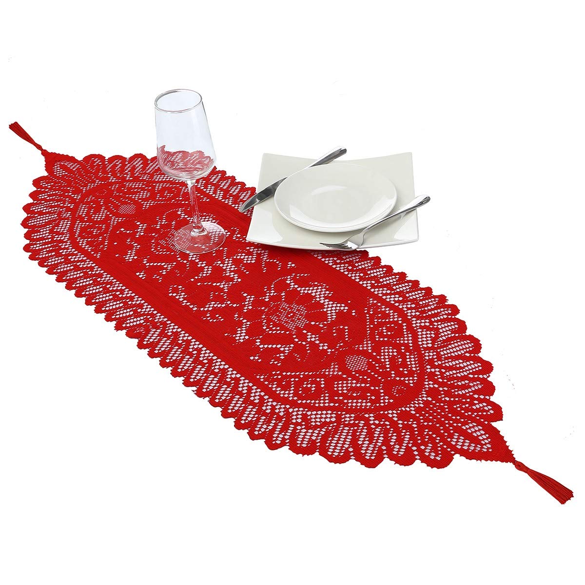 Chemin de table chiffon rouge 13x35 pour une décoration de table de Noël chaleureuse