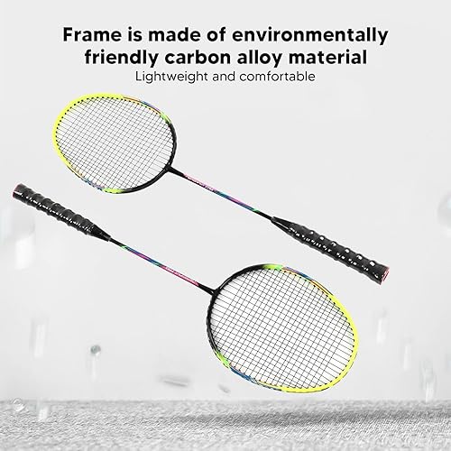 Miniatura 5 de Juego de 2 raquetas de bádminton para juegos de patio al aire libre, juego recreativo, principiantes, juego de raqueta de bádminton verde, a la