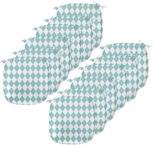 Vista 378 de Lunarable Orient - Cojín de asiento para silla, curlicues florales orientales con elementos artísticos venecianos, hojas de follaje, damasco a