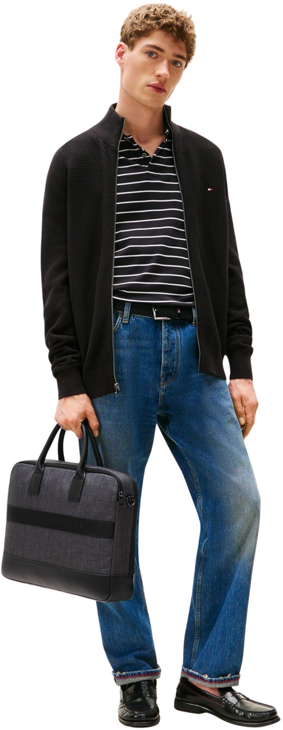 Tommy Hilfiger Sac pour Ordinateur Portable Homme Nylon Travel à Bandoulière, Noir (Melange), Taille Unique
