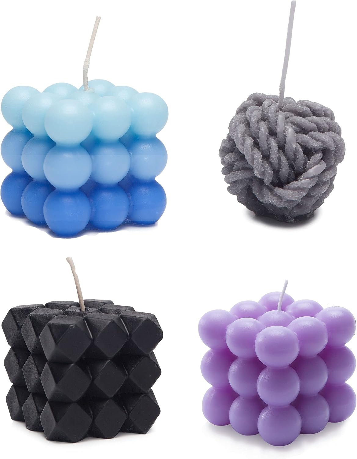 Bubble Candle, 4pcs Cube Soy Wax Bubble Candles Scented Aesthetic Bubble Candle Set for Home Bedroom Decor Birthday Mothers Day Gifts for Mom (Blue Bubble Candles)