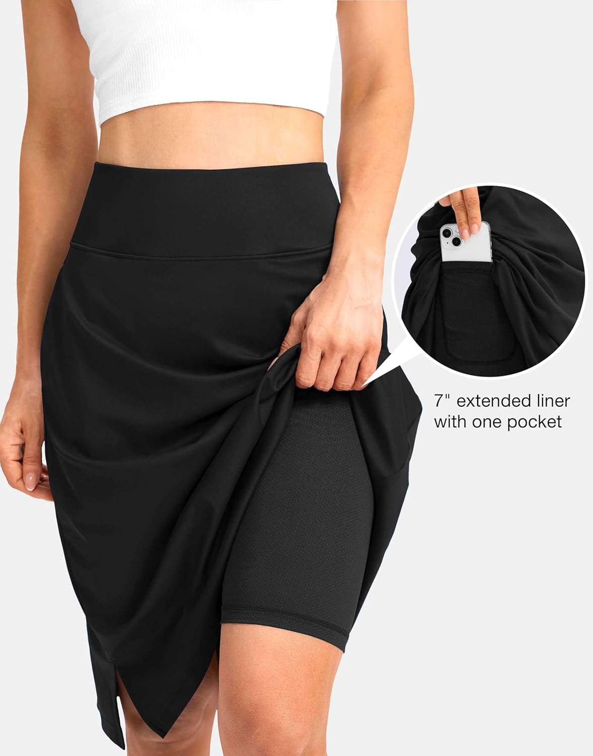 Viodia 25" Knee Length Long Skorts for Women with Pockets Dressy Casual Midi Skort Summer Travel Modest Skirts - Image 5