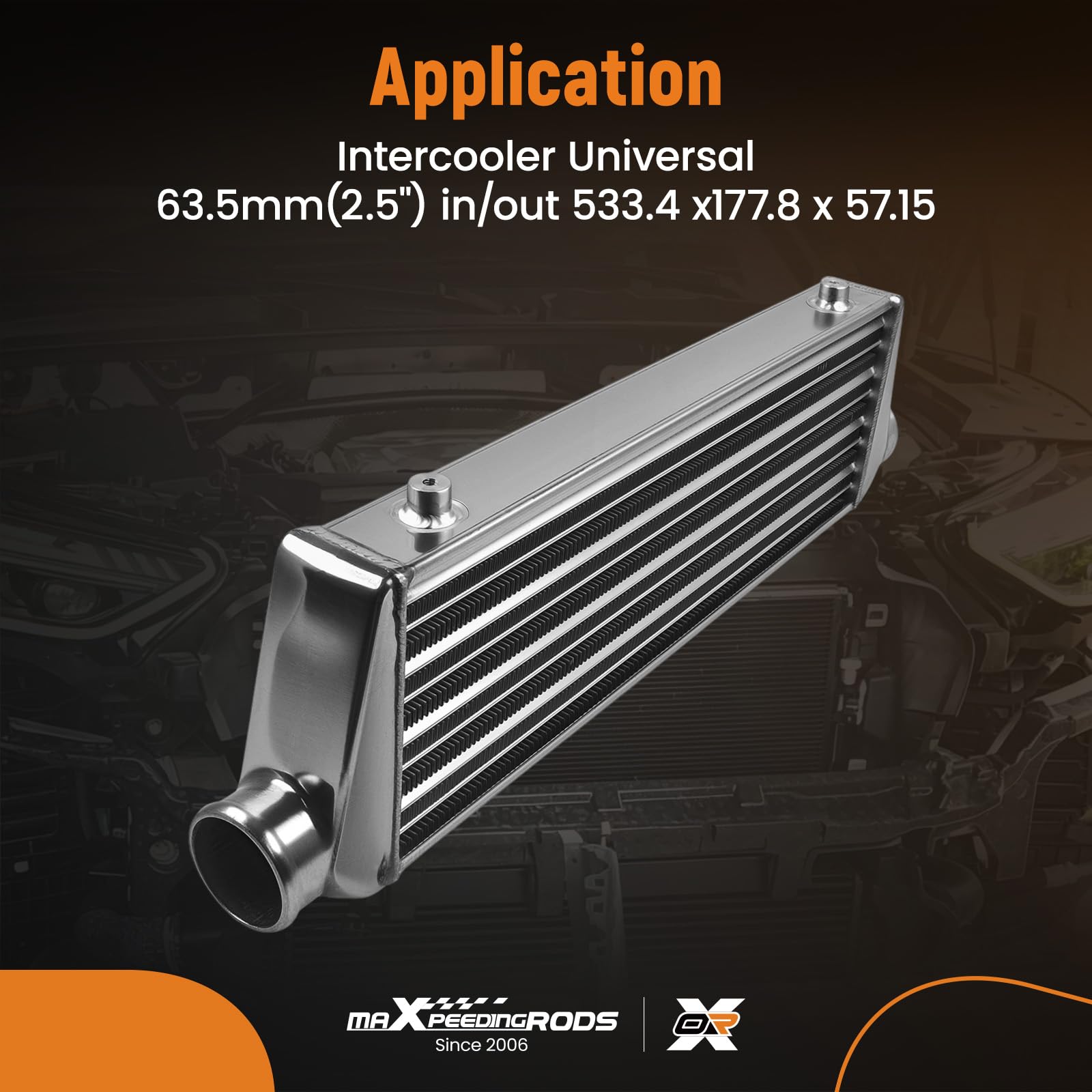 maXpeedingrods Intercooler Universal 27.00" (L) X 7.00" (H) X 2.50"(W)', Radiador de Diesel de Alumnio, Refrigerador de Agua con Entrada/Salida: 2.5'', Tubos y Aletas de Manterial de Alumnio | Radiador de Diesel de Alumnio, Refrigerador de Agua con Entrad