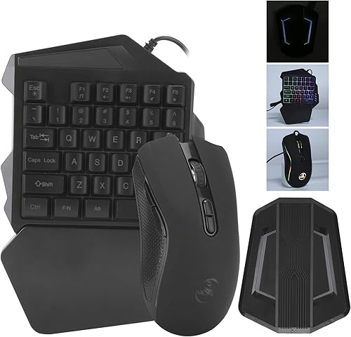 Miniatura 6 de Combo de teclado y mouse RGB para juegos con una sola mano con convertidor, mouse de 3200 DPI, juego de base de adaptador de teclado para juegos de