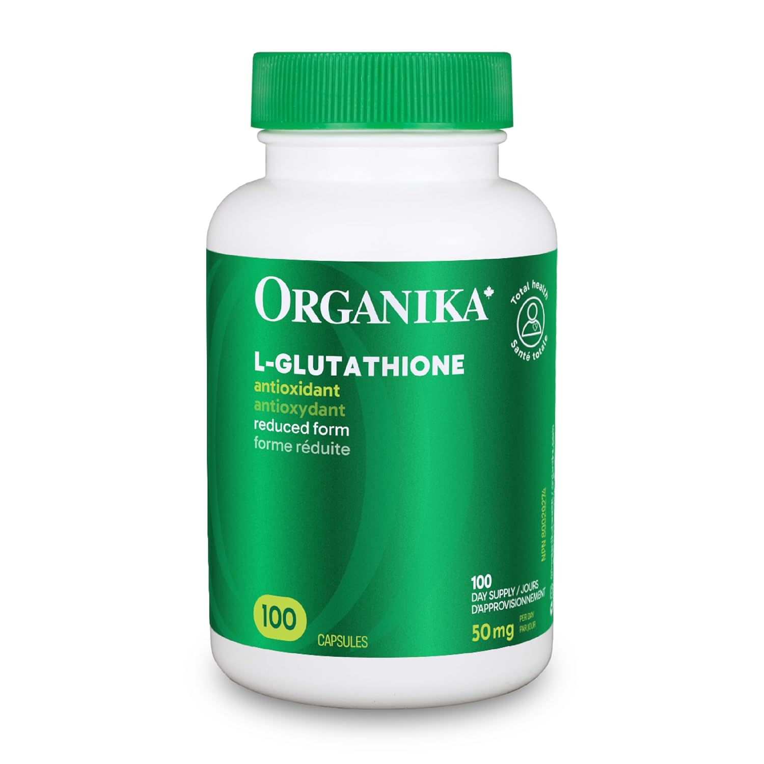 Organika Canadian-Made L-Glutathione (Reduced), Antioxidant and Detox Support -100 Caps