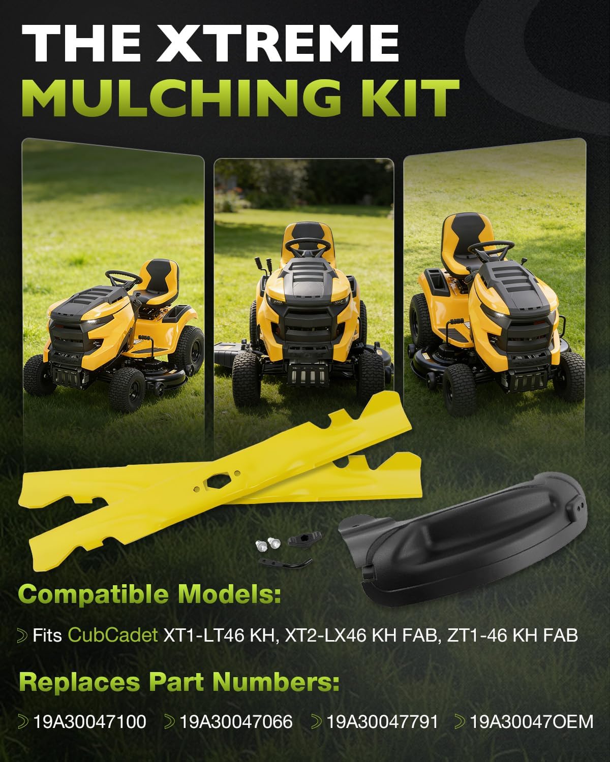 HQPASFY 19A30047100 Mulching Kit Compatible with 46" Deck CubCadet XT1-LT46 KH XT2-LX46 KH FAB ZT1-46 KH FAB Zero Turn Mower Replaces 19A30047066, 19A30047791, 19A30047OEM