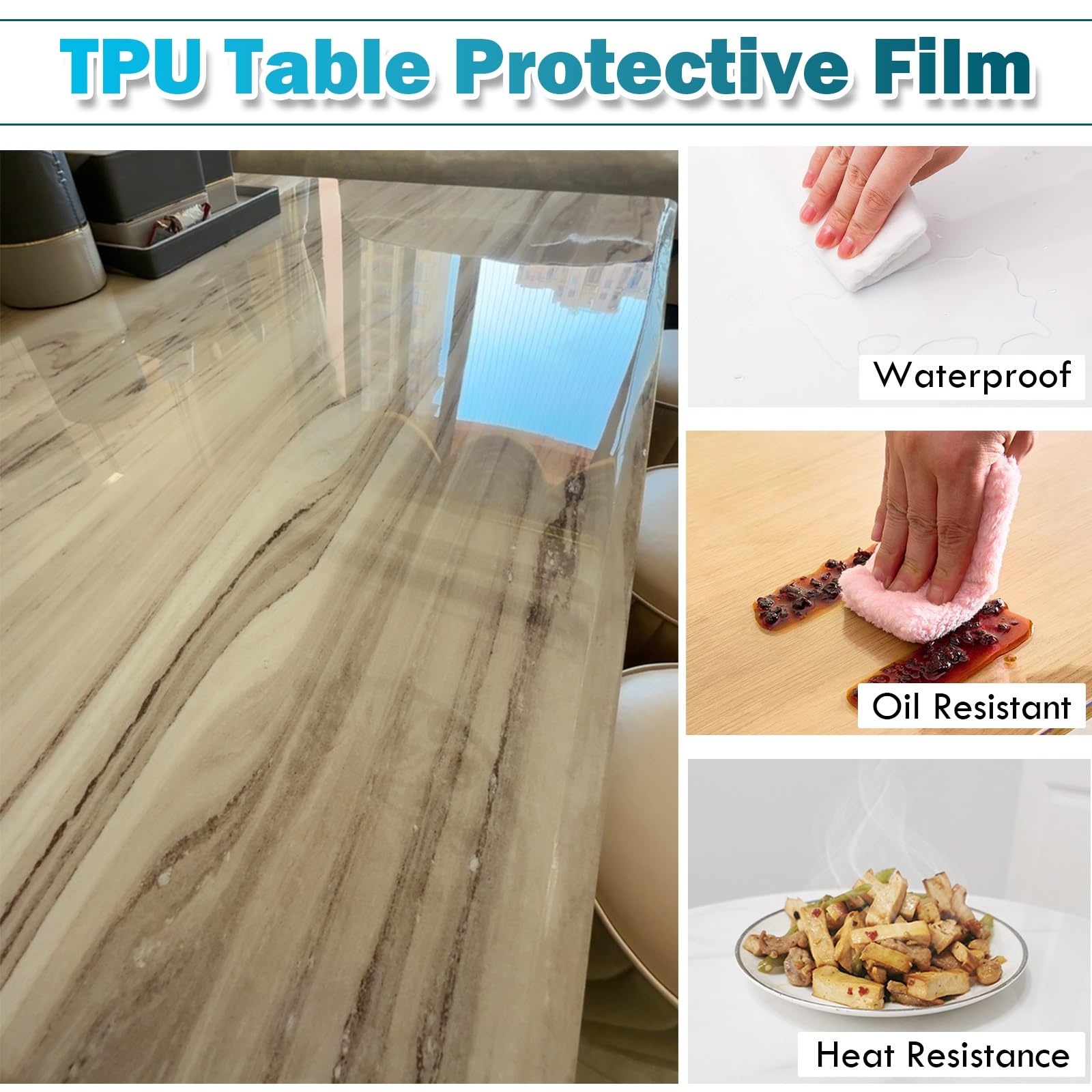 Película protectora transparente autoadhesiva para tableros de vidrio, granito y madera, papel de contacto de cocina a prueba de aceite, 40 x 84 pulgadas