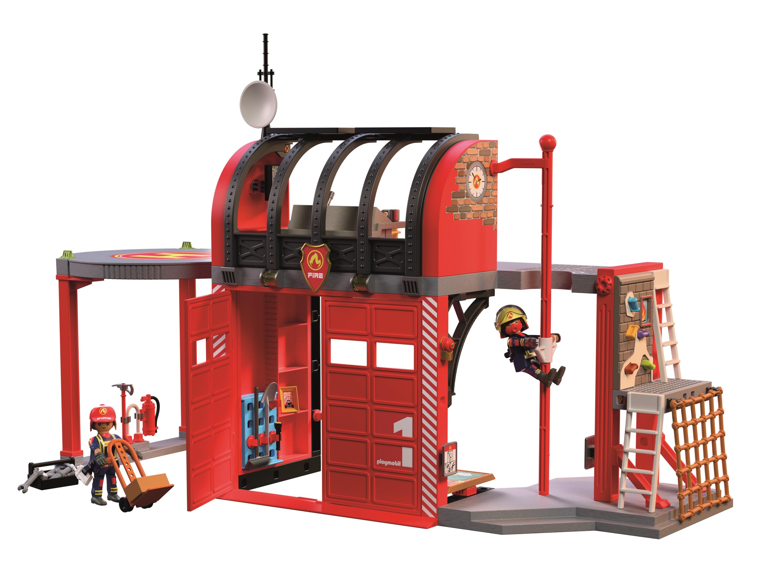 PLAYMOBIL | City Action | Grande stazione dei pompieri | Stazione multilivello con centrale operativa, palo scivolo, area di addestramento e molti accessori | Per bambini da 4 anni | 72191
