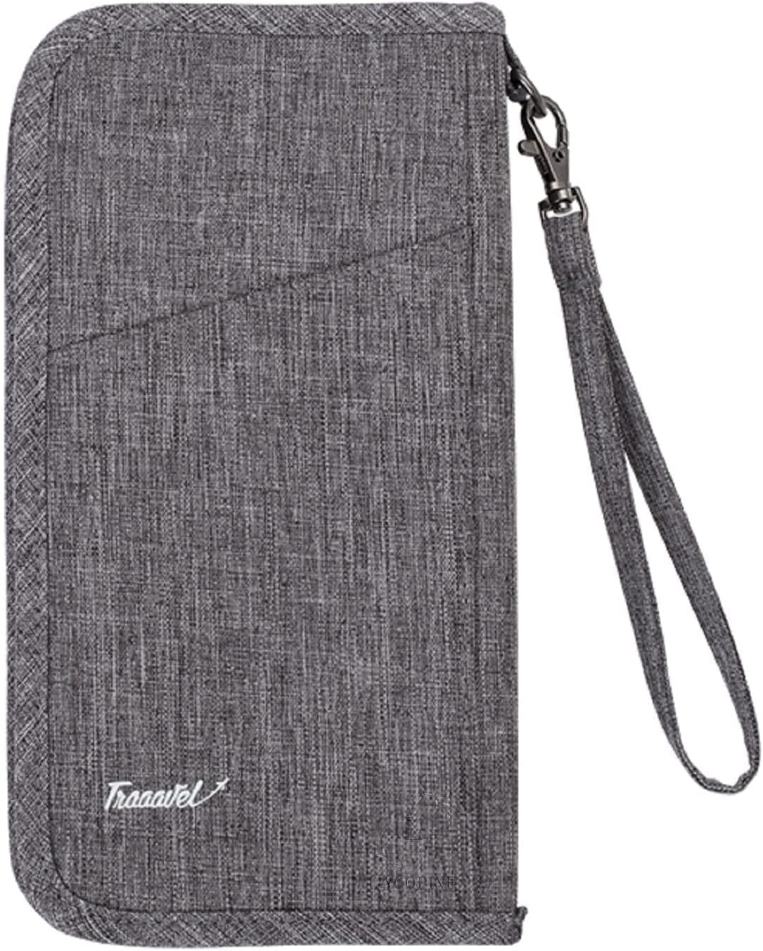 Passport Wallet Ticket and Cash Holder Document Organizer with Removable Strap, Passport Pouch for Men & Women, Grey, meduim, Travel Accessories