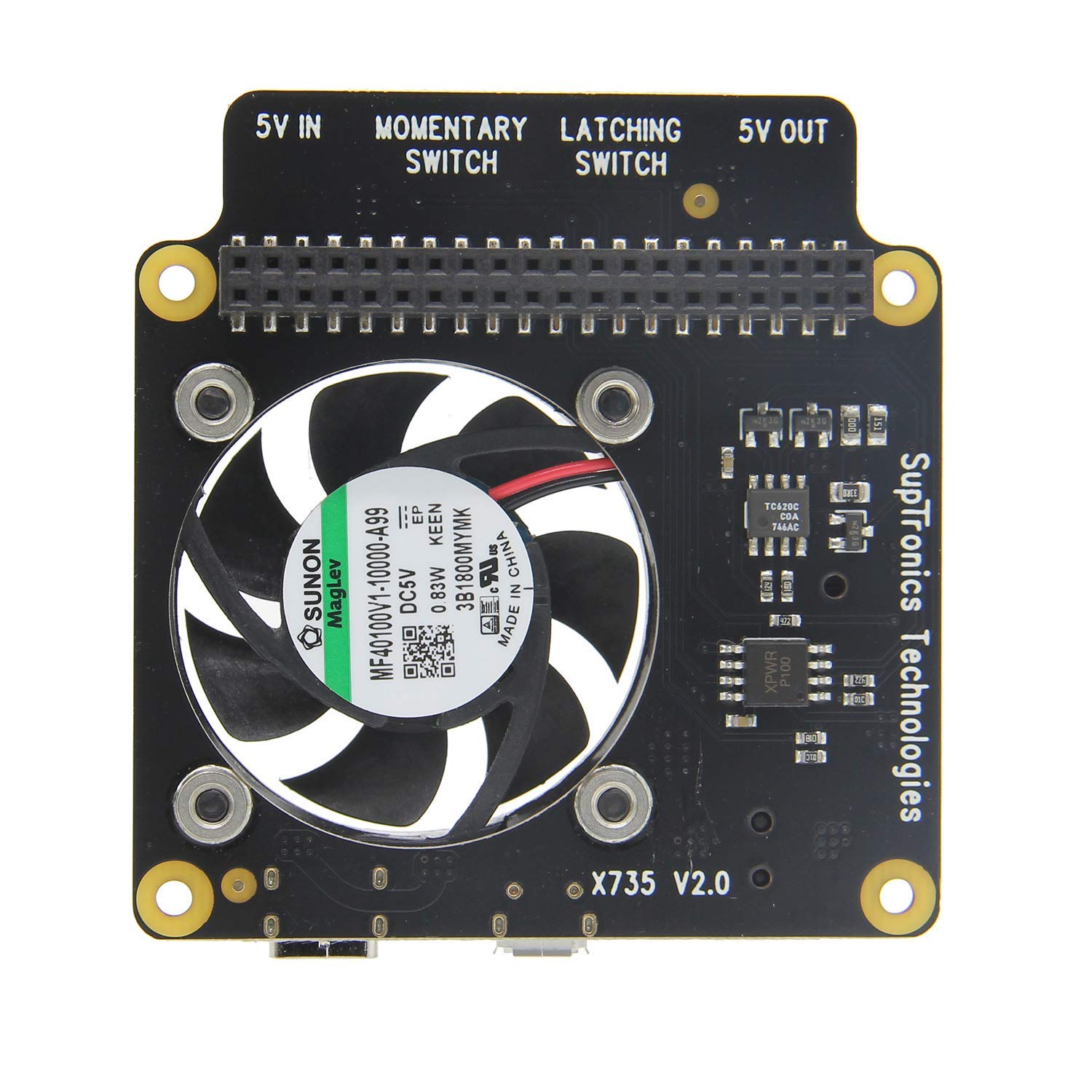 DollaTek X735 V2.0 Power Management with Safe Shutdown and Auto Cooling Function Expansion Board for Raspberry Pi 4 Model B/Pi 3B+(plus) /3B