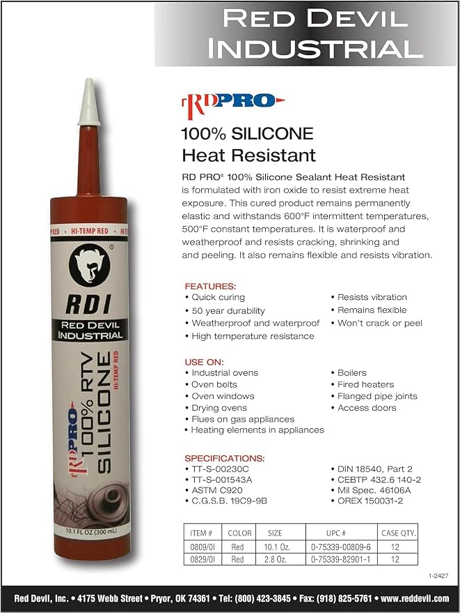 Red Devil 08090I Sellador de Silicona Resist. al Calor 10.1 oz miniatura 2