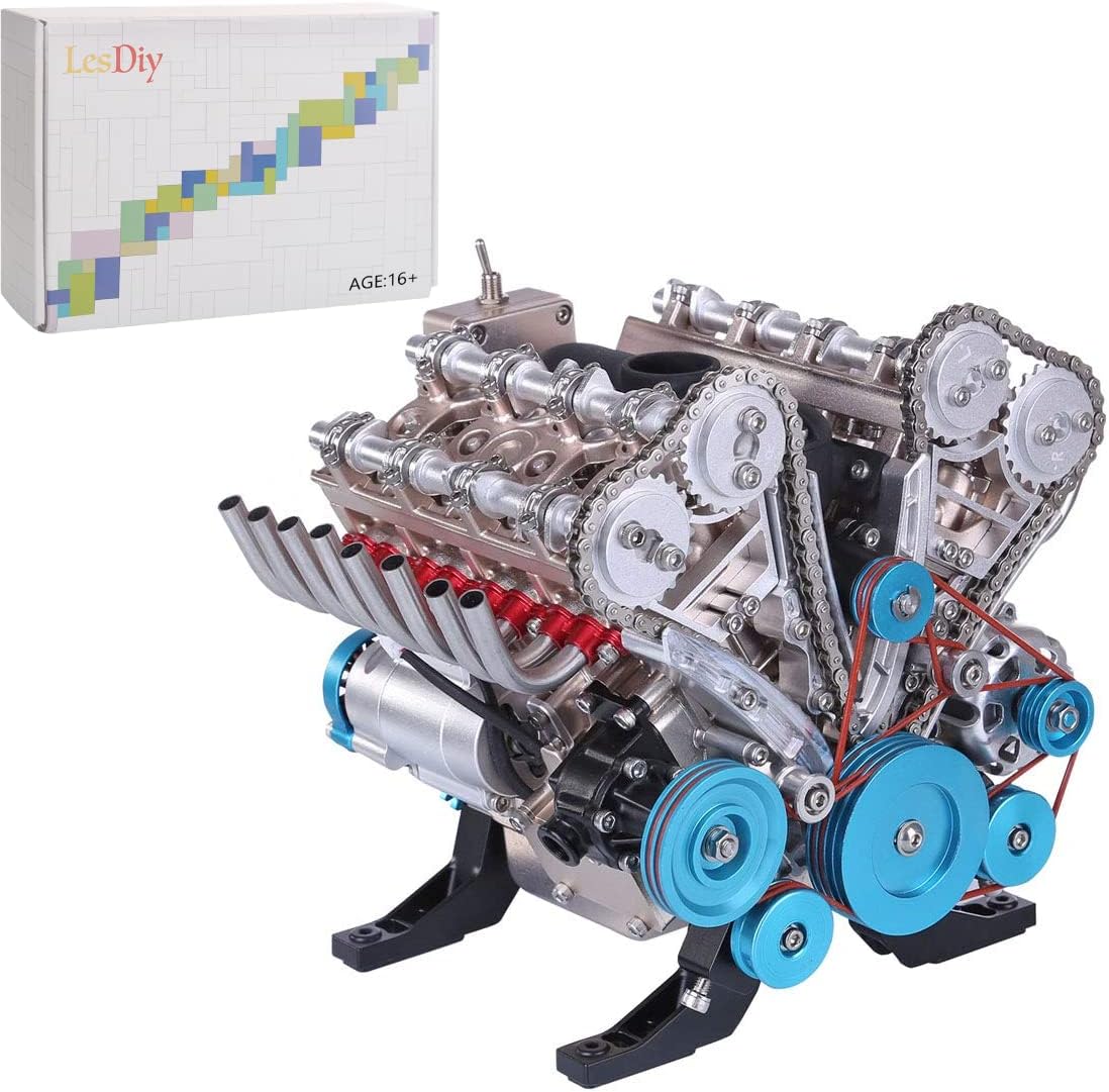 MAYS TECHING V8 Engine Model Kit, 500+Pieces 13 Metal Car