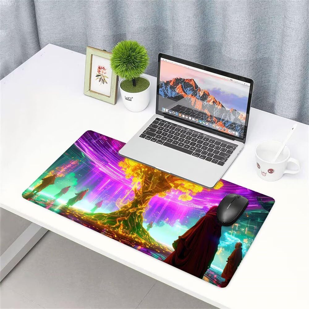 Złota podkładka pod mysz XXL akcesoria do gier podkładka na biurko duża podkładka pod mysz i klawiaturę drzewo akcesoria PC 1400 x 600 x 3 mm mata biurkowa, z wodoodporną i antypoślizgową gumową