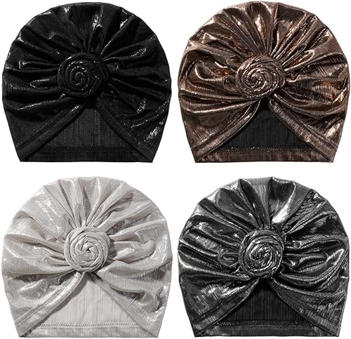 Miniatura 6 de Artilady - Gorras turbante elásticas para mujeres - Pañuelos africanos de nudo suaves, gorro preatado, envoltura de cabello preatada para mujeres