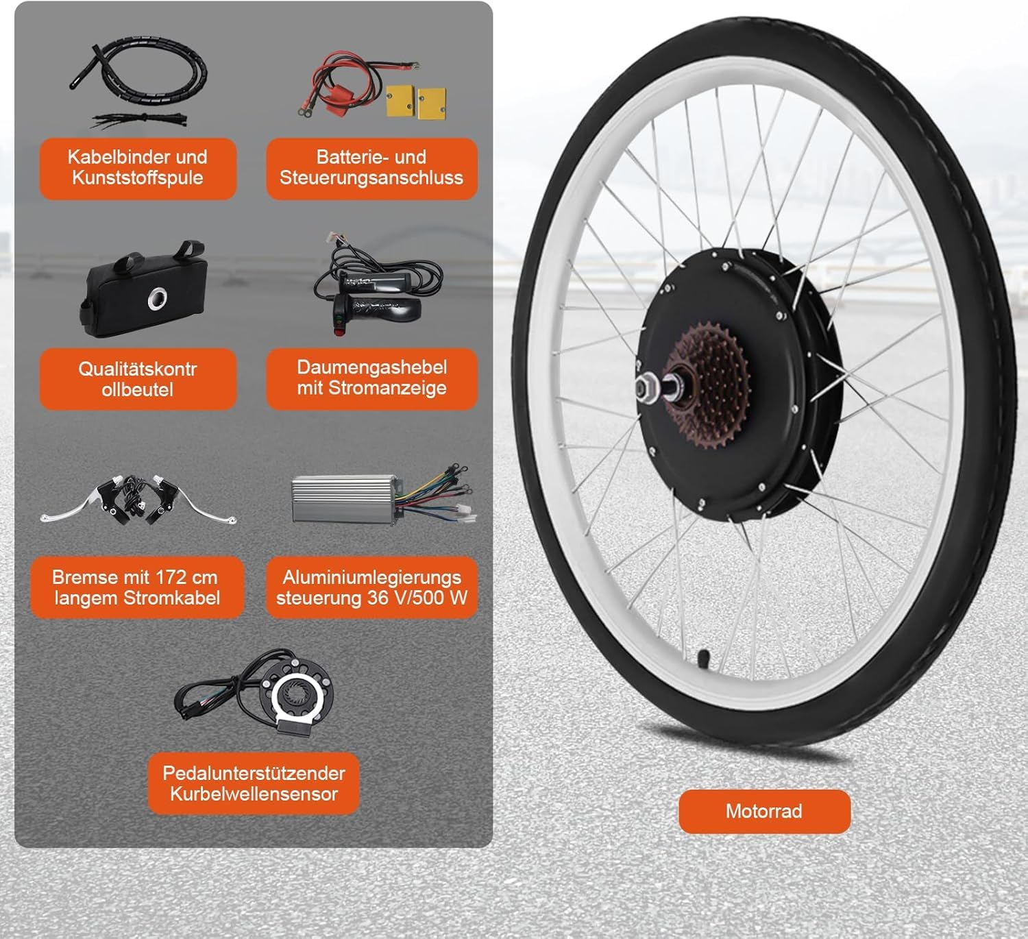 36V 800W moteur sans balais sans dents 26 pouces Kit de conversion pour vélo électrique 140kg capacité de charge cinq vitesses régulateur de vitesse moteur de roue arrière avec affichage LCD