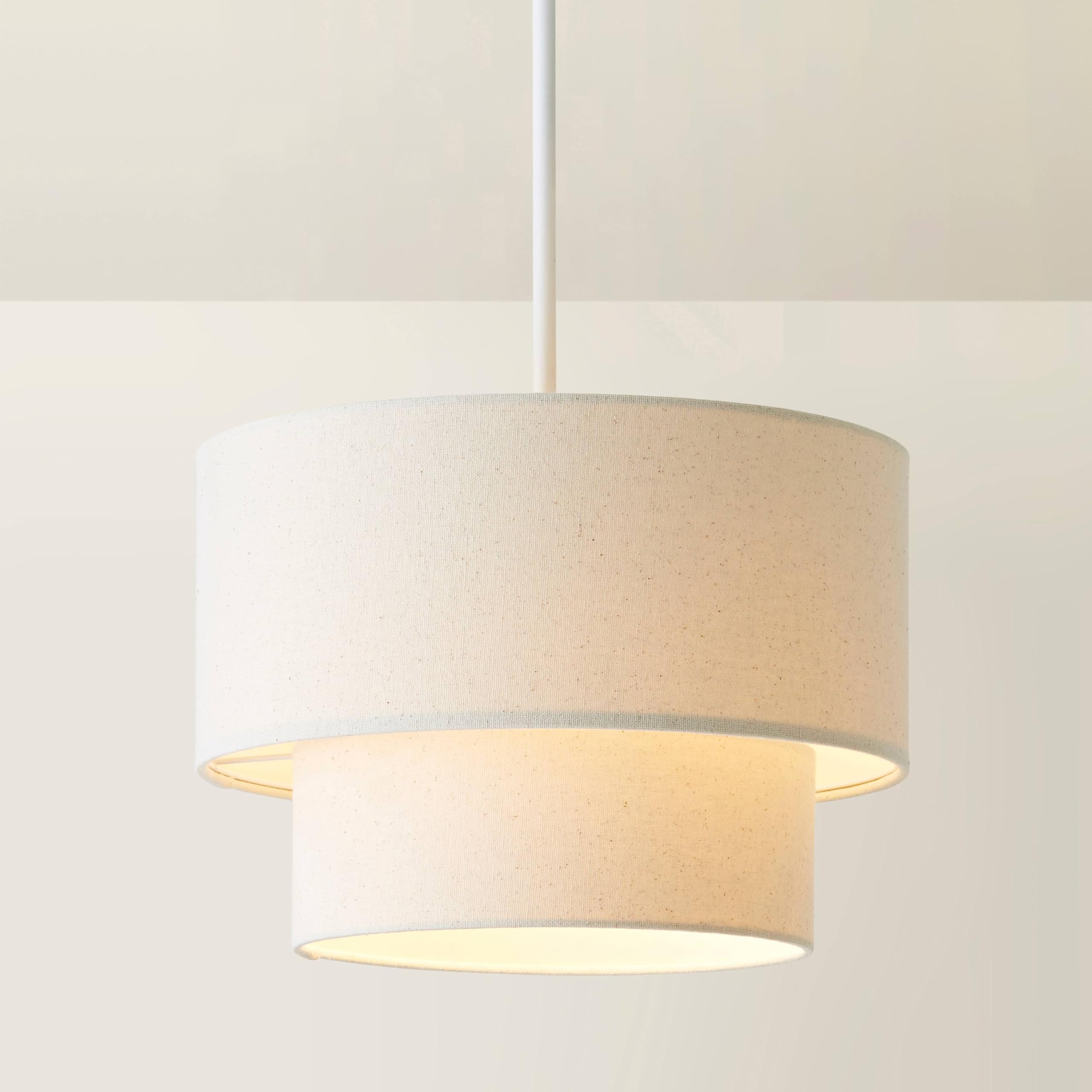 ValueLights | Jodie Two Tier Natural Linen Ceiling Drum Lamp Shade | Ceiling Lights, Home Décor & Improvement Essential