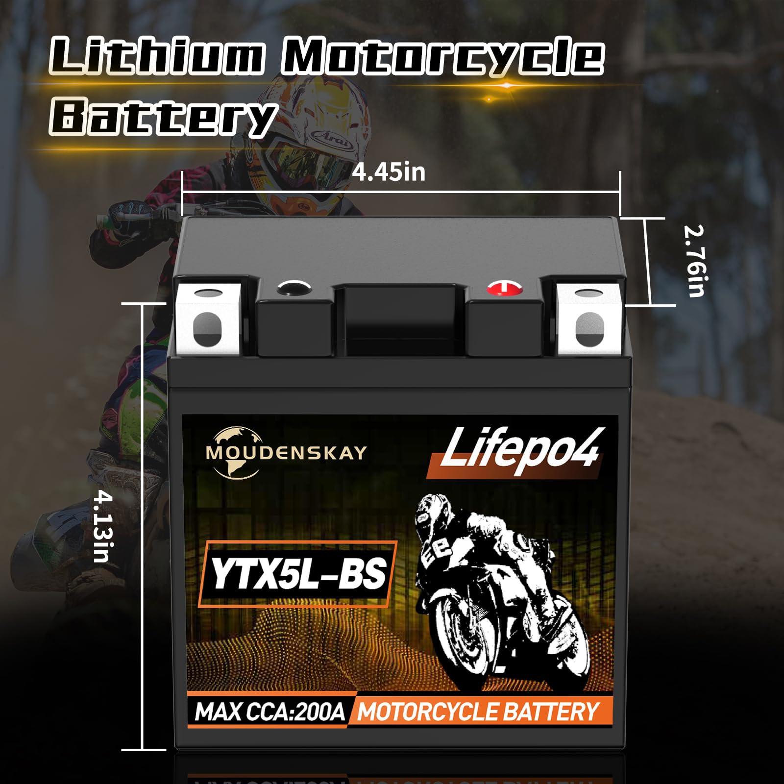 Batterie Lithium Moto 12V Batterie Moto YTX5L-BS 2Ah 200A | Technologie LiFePO4,avec Protection BMS,Sans Entretien,pour motos, ATV, UTV, véhicules nautiques, etc