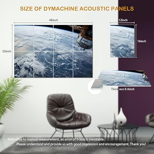Miniatura 6 de Paneles de espuma a prueba de sonido para paredes, paquete de 8 paneles acústicos, paneles de pared insonorizados, 48 x 32 x 0.4 pulgadas, tablero