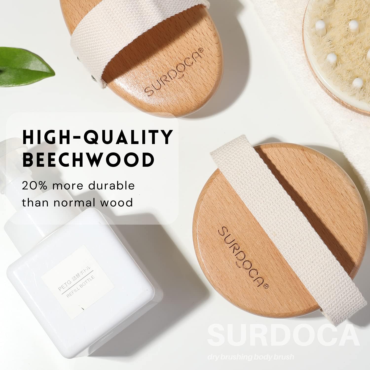 SURDOCA Dry Brushing Body Brush, Physical Exfoliating Scrubber, Lymphatic Drainage Massager Brush, Cellulite Remover Brushes - Image 3