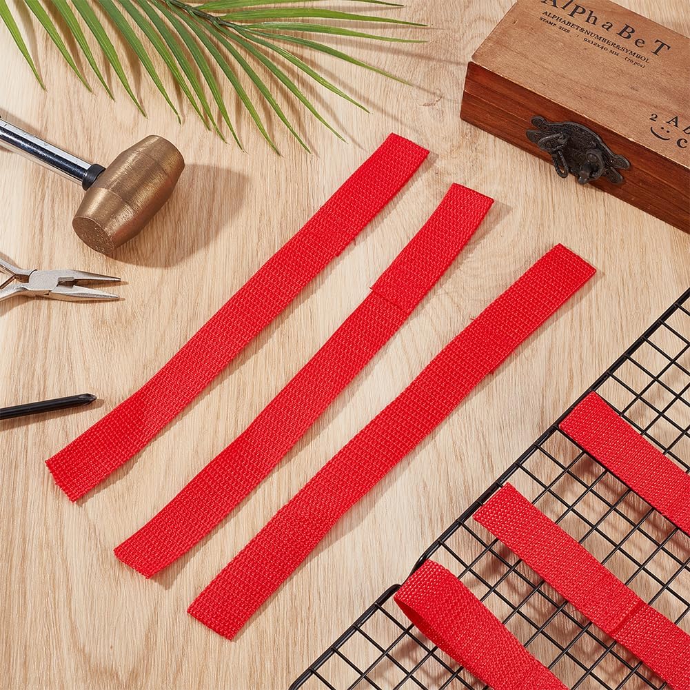 6 Pcs Winch Hook Pull Strap 1 Inch Wide 11 Inches Long Red Winch Straps Accessories Polyester Pulling Belt for Boat Trailer Winches Cable Rope