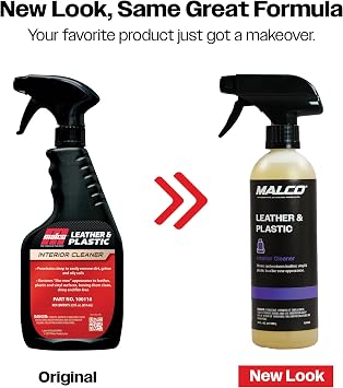Malco Leather & Plastic Cleaner Penetrates Deep to Remove Dirt, Grime and Oily Soils/Restores Leather, Plastic and Vinyl/Leaves Surfaces Clean, Shiny and Film-Free / 16 Oz. (100116)