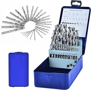 29Pcs Brad Point Wood Drill Bit Set, 1/16" to 1/2" HSS Double Flute Drill Bits with Metal Storage Case, for Hardwood, Plywood & All Types of Wood, Woodworking Carpenter Drilling