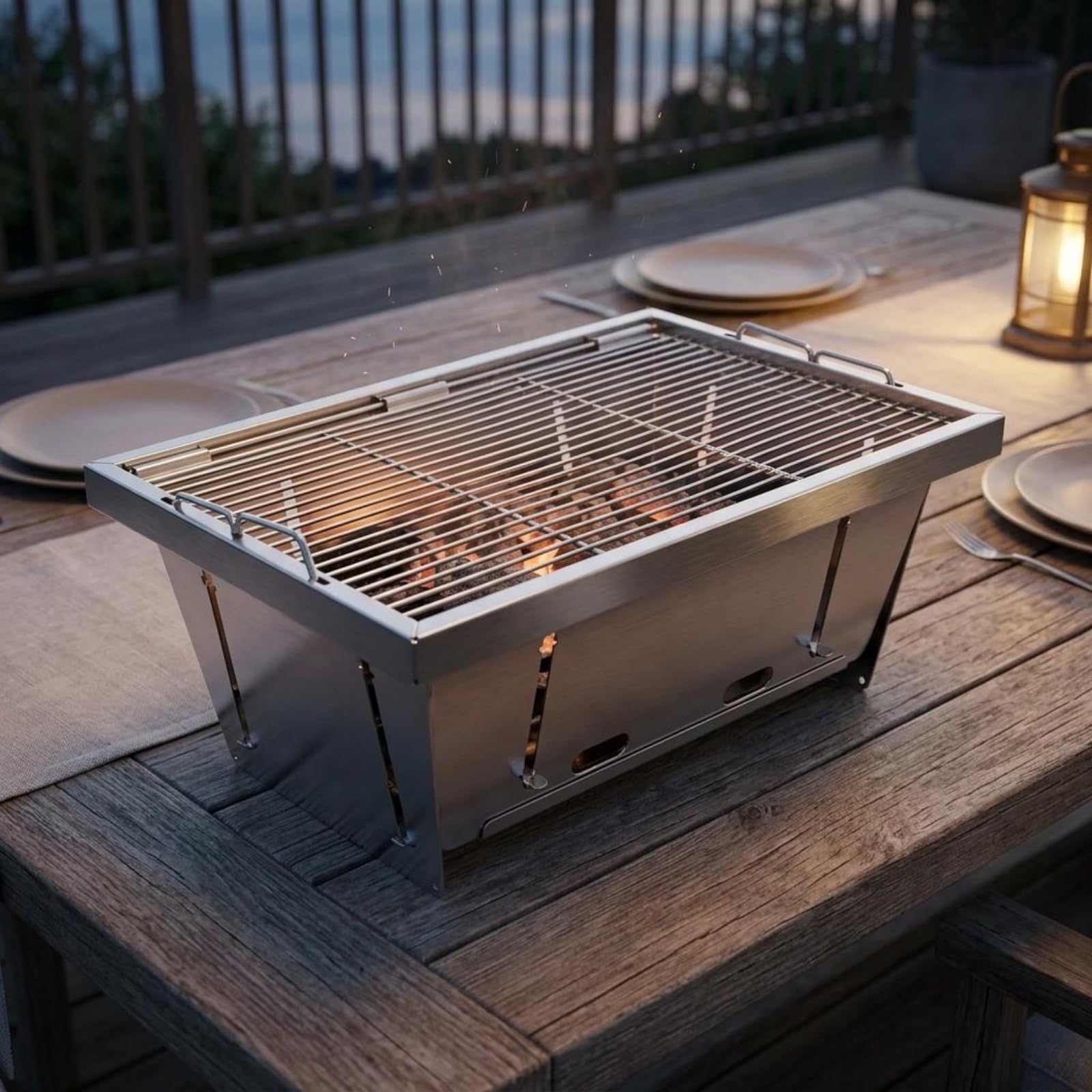 Parrilla 304 de Acero Inoxidable Compatible con Mesa IGT Parrilla Plegable de Acero Inoxidable Resistente Al Calidez para Campistas, Aire Libre