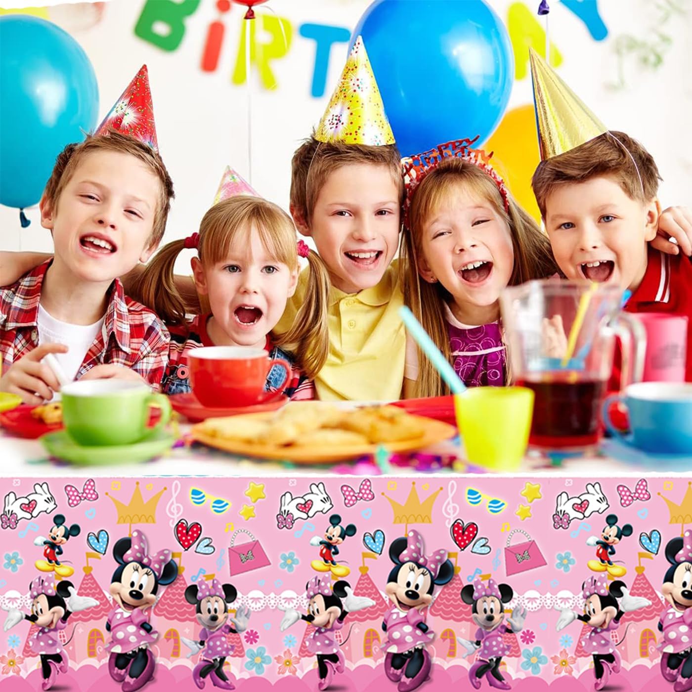 2Pack Minnie Tablecloth Disposable Tablecover Birthday Party Supplies and Decorations for Kid Boy Baby Shower Minnie Tables 70"X42" - Image 3